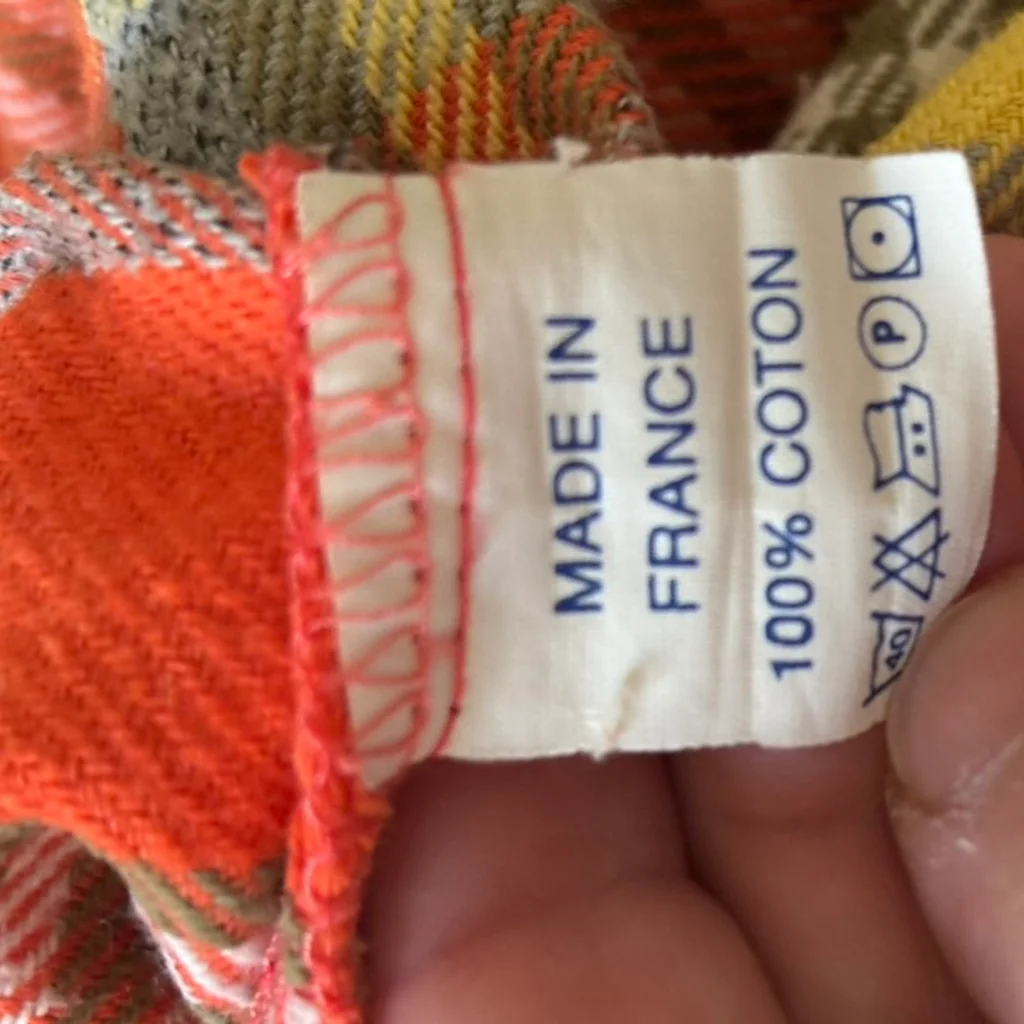 🌿 Prachtige vintage flanellen overhemd met oranje ruitpatroon - Gemaakt in Frankrijk - maat – photo 5